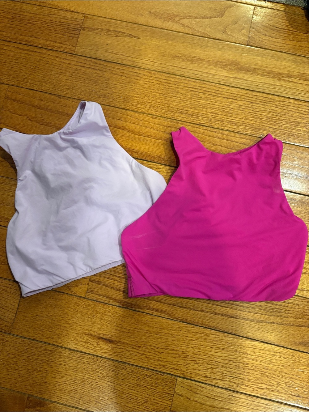 SKIMS High-Neck Crop Tank Tops in Lavender and Fuchsia SET OF TWO